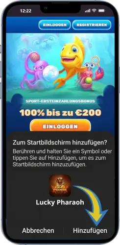 Lucky Pharaoh Shortcut auf Android zum Startbildschirm hinzufügen