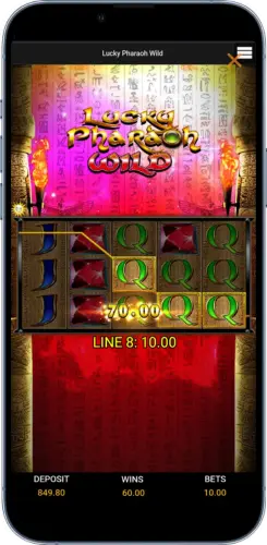 Lucky Pharaoh Mobile Spiel mit aktiven Walzen und Symboltreffern