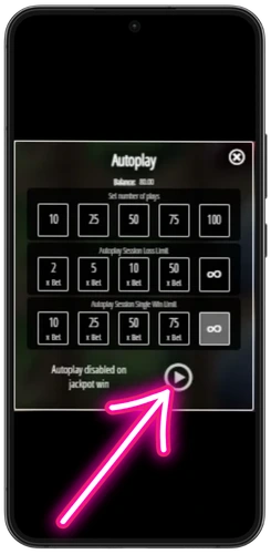 Lucky Pharaoh Autoplay-Menü mit 10 bis 100 Drehungen