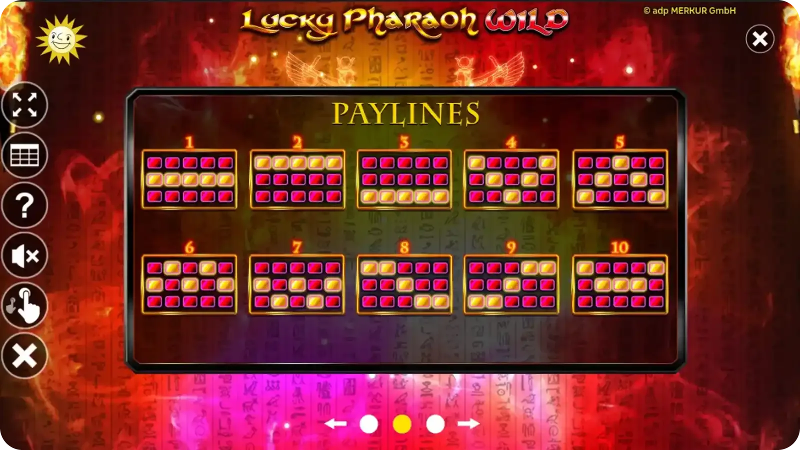 Gewinnlinien von Lucky Pharaoh