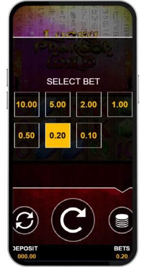 Einsatzwahl im Lucky Pharaoh Slot